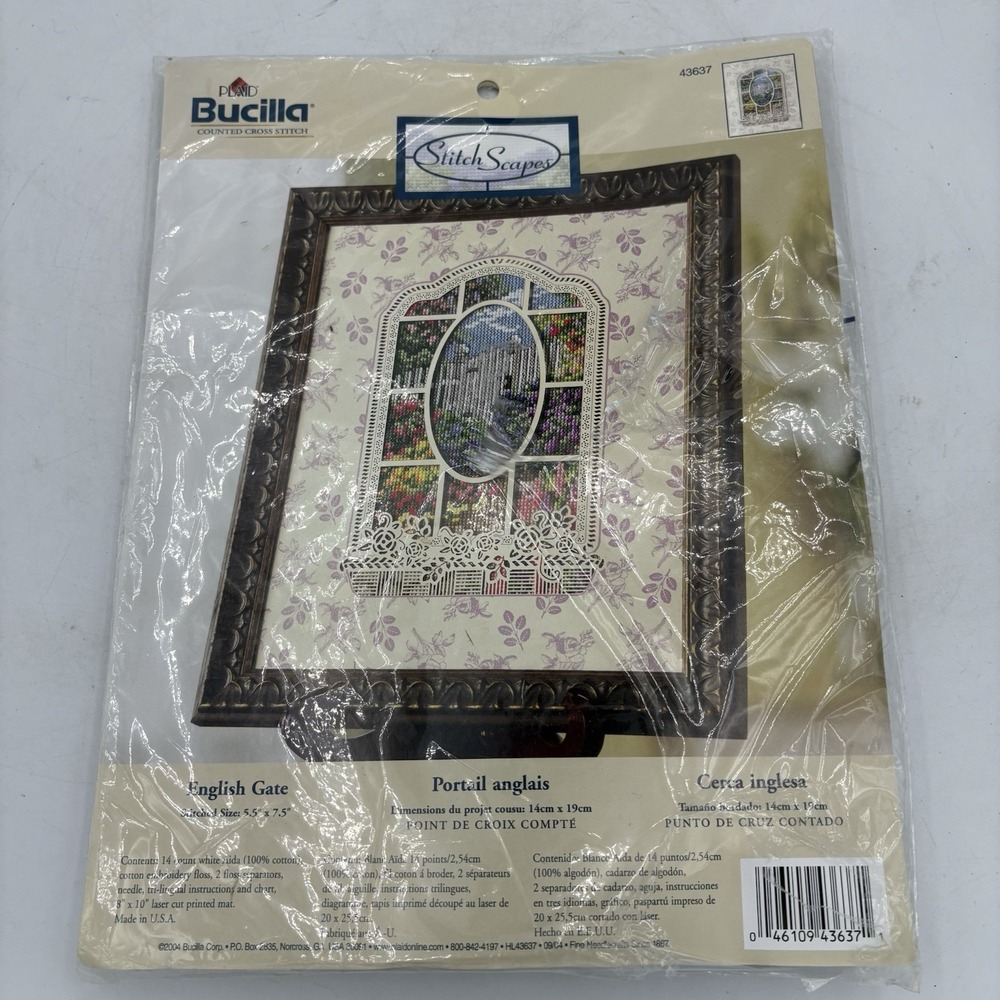 Vintage Bucilla Cross Stitch Kit Scapes 5.5x7.5 English Gate 43637 Counted 2004